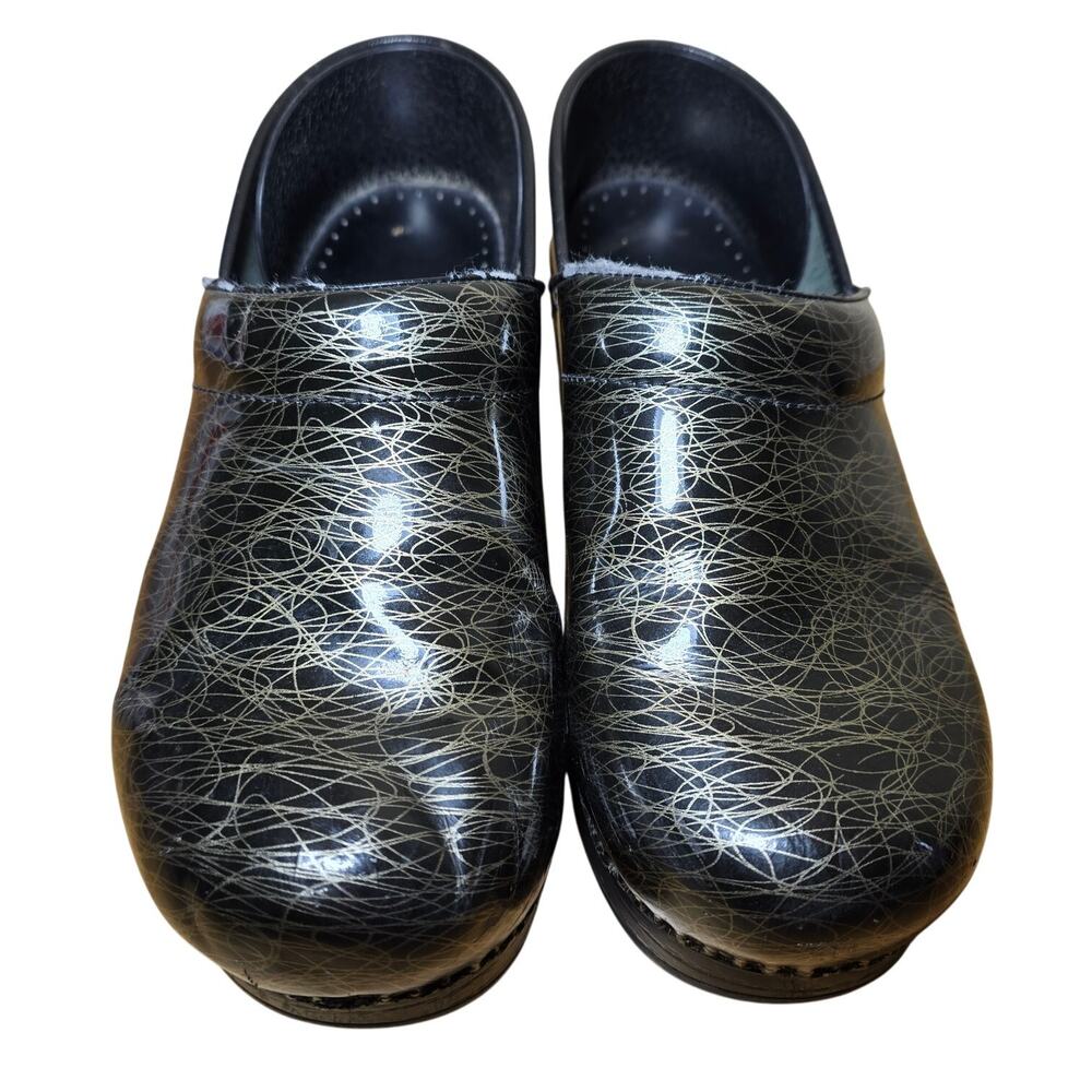 Dansko Black Gold Scribble Professional Comfort Clog Size 38 US Womens7.5